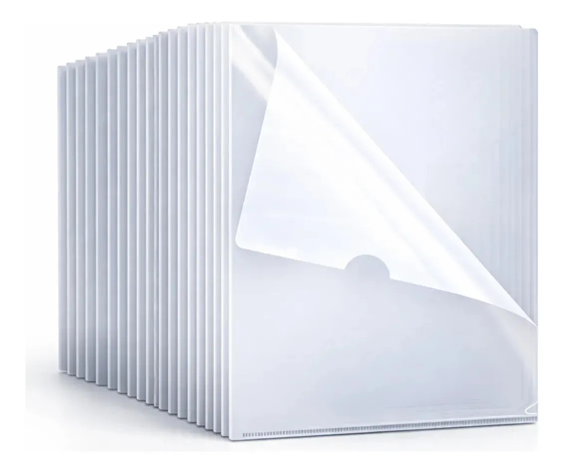 Kit 10 Pasta L Transparente A4 Cristal Documento Escritório