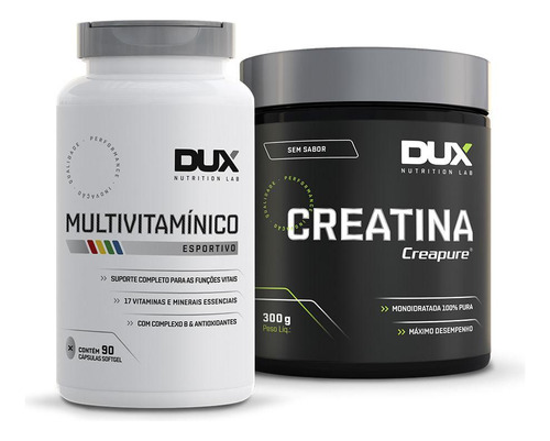 Creatina Creapure Dux 300g + Multivitamínico 90 Caps