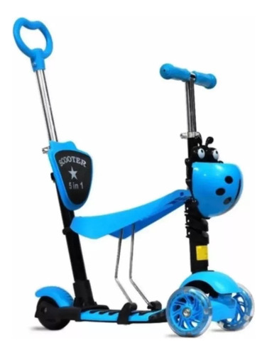 Scooter Monopatin 5 En 1 Ajustable Chinita / Color Celeste