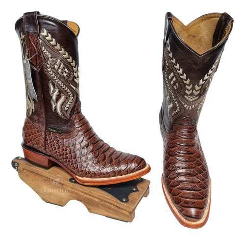 Bota Vaquera Oval Imit Piton Con Sacabotas 100% Piel Taurino