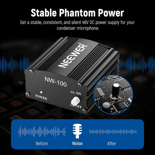 Interfaz De Audio Neewer 48v Para Microfonos Con Cable Xlr