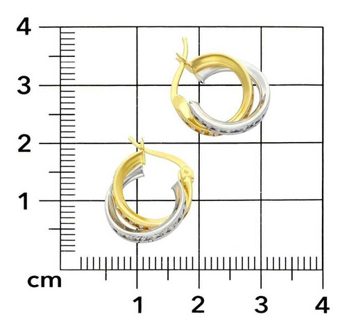 Arracadas Oro Bicolor 14k Con Zirconia