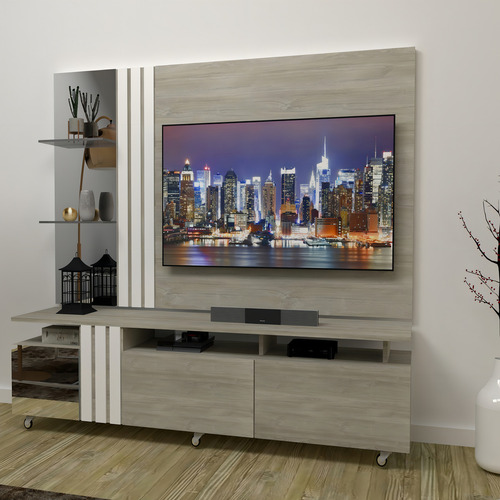 Modular Mueble Para Lcd/led Panel Mesa Texturado Touch H/40 Color Marrón