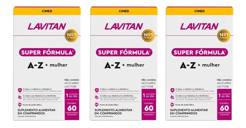 3caixas Lavitan Super Fórmula A-z Mulher C/ 60 Cpr Cd