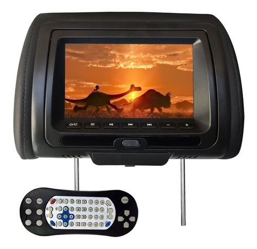 Tela Encosto Cabeça 7 Preto Lcd Com Leitor Dvd Sony Usb Sd