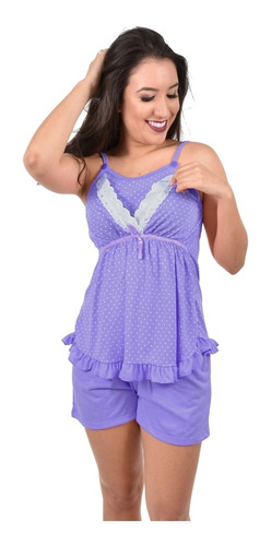Imagem 4 de 5 de Pijama Mulher Roupa Feminina Fácil Amamentação Plus Size