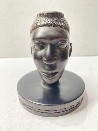 Cabeza Figura Africana Talla En Madera (Usado)
