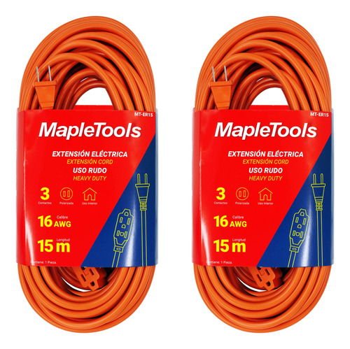 Kit De 2 Extensiones Electrica Uso Rudo De 15m Maple Tools