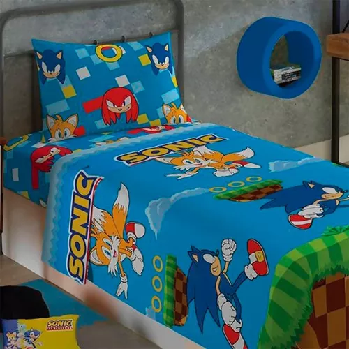 SOEWBBER Jogo de cama Sonic The Hedgehog impresso em 3D conjunto