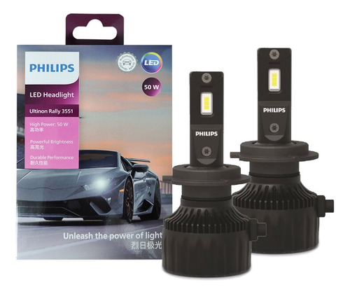 Lámpara De Coche Philips Ultinon Rally 3551 Led H7 De 50 W,