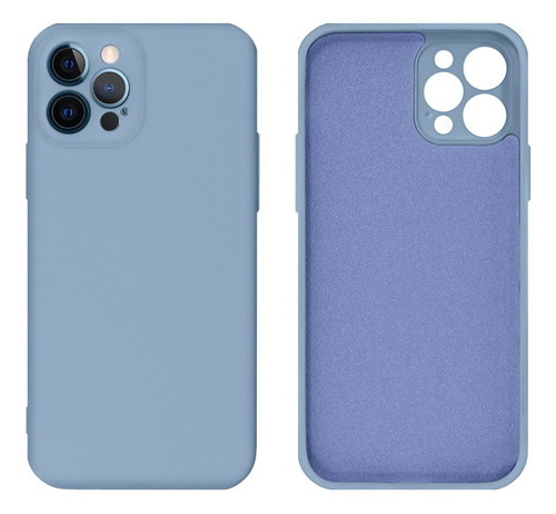 Capa Protege Câmera Silicone Veludo Compatível iPhone 12 Pro Cor Azul Bebe