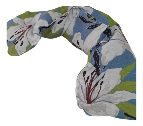Almohadilla Cervical Semillas Rectangular 56x17 Frío Calor Celeste Con Flor