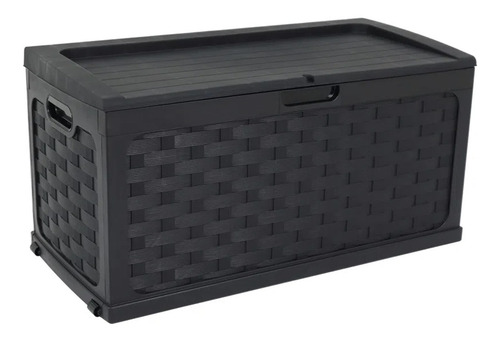 Imagem 1 de 8 de Baú Rattan Multiuso Dobrável 335l Preto Com Assento Belfix