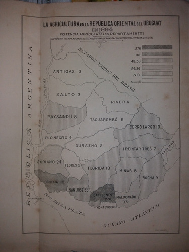 Mapa Agricola Uruguay En 1894