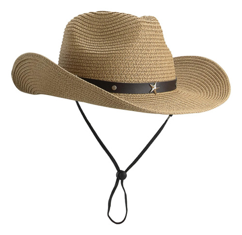 Sombrero De Paja Para Mujer, Ala Ancha, Vaquero Del Oeste, E