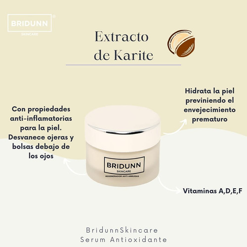 Crema Revitalizadora Antioxidante Bridunnskincare Con Karité