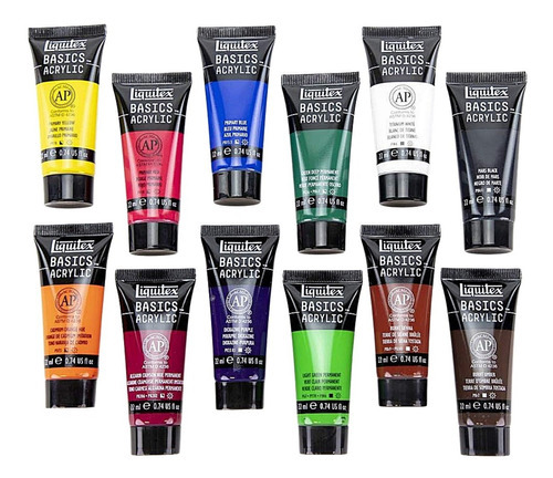 Pintura Acrílica Basics Set 12 Colores Tubo 22ml Liquitex Color Azul