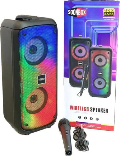 Parlante Portátil Bluetooth Batería Luces Mp3 Fm En Clicshop