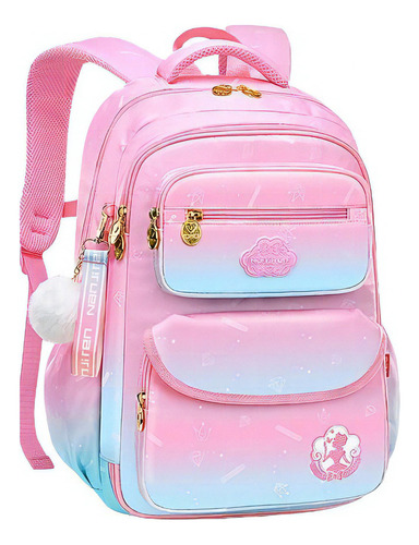 Mochila escolar infantil ultraleve e impermeável 1-3-6 cores rosa/azul