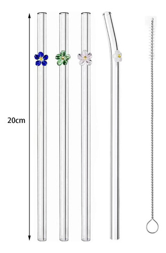 Li Pajita De Cristal Con Decoración En Forma De Flor De 20