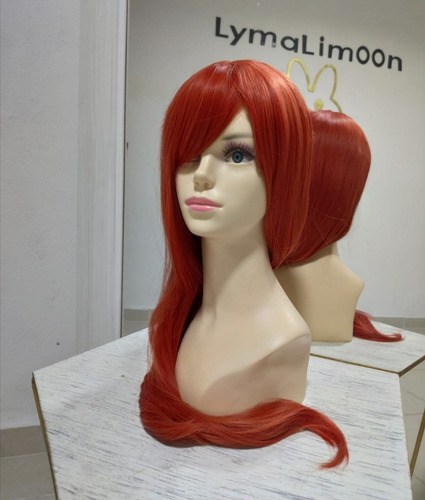 Peluca Rojo Shedron Larga Cabello Cobrizo Liso Cosplay Tamaño de la base unitalla