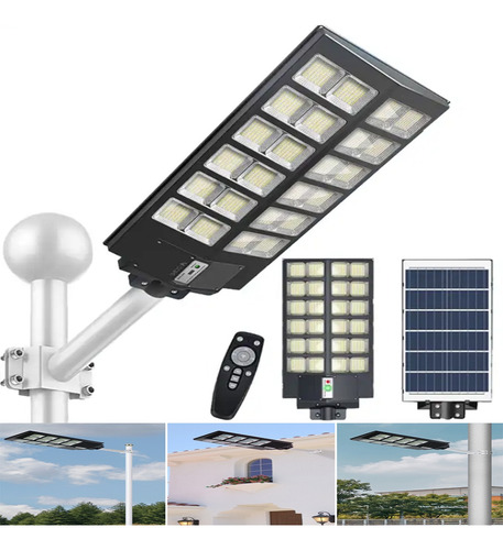 Lampara Led Solar 1600w Luz Blanca Poste Alumbrado Publico