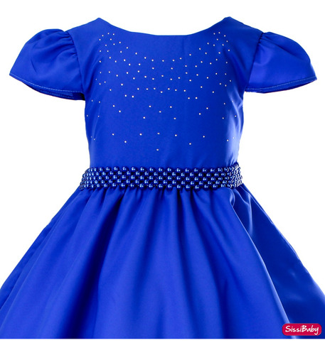 Vestido Infantil Azul Royal Festa Das Princesas Daminha