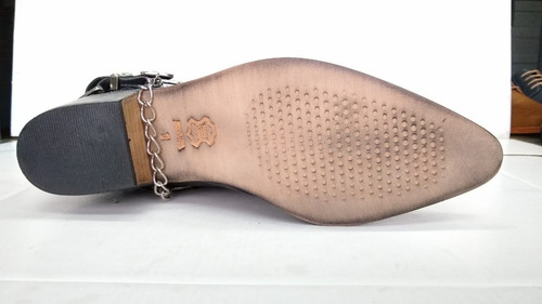 Bota Texana Corta Artesanal En Cuero Art 900/ Base Suela