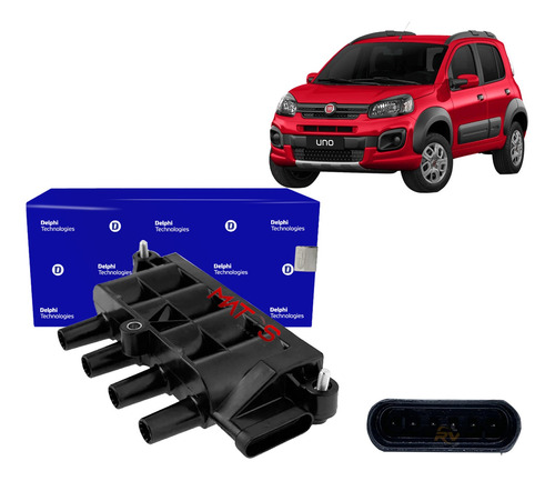 Bobina Ignição Novo Fiat Uno Sporting 2014 2015 1.4 Original