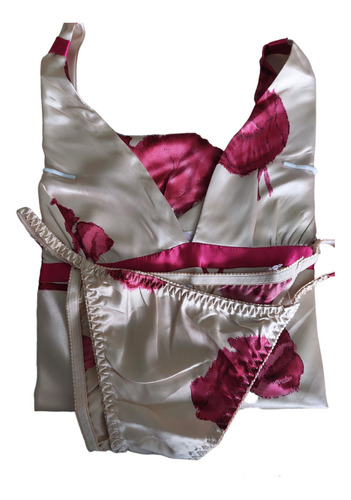 Babydoll (camison) Estampado En Saten Con Tanga De Avon