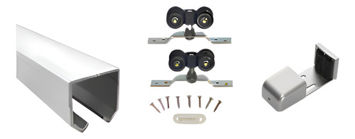 Kit Carretillas S/f C/ Riel 1.5m P/ Puertas Y Guía P/ Hojas