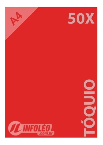 Kit 50 Folhas Papel Color Plus Tóquio Vermelho A4 180g