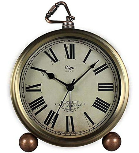 Reloj De Mesa Sin Tictac, Reloj Despertador Vintage De Metal