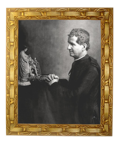 Quadro De São João Bosco, Mod. 02, Tam. 30x25cm. Angelus Dourado