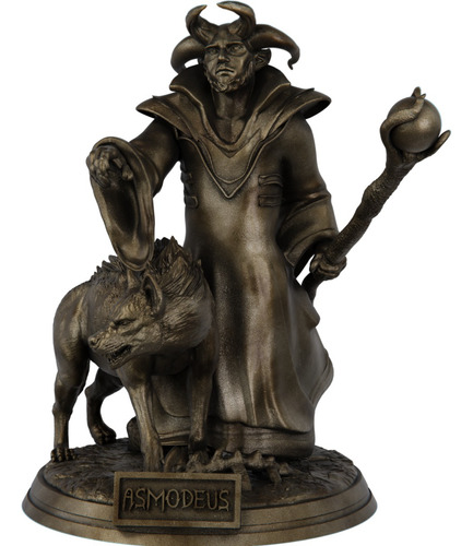 Estátua Imagem Asmodeus Escultura Resina Cor Cor Ouro Velho