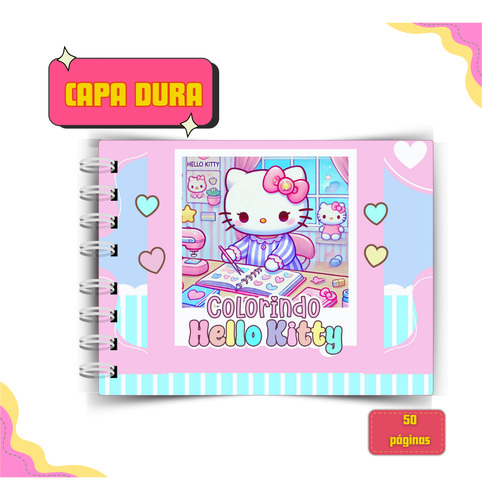 Livro De Colorir Hello Kitty Capa Dura 52 Folhas