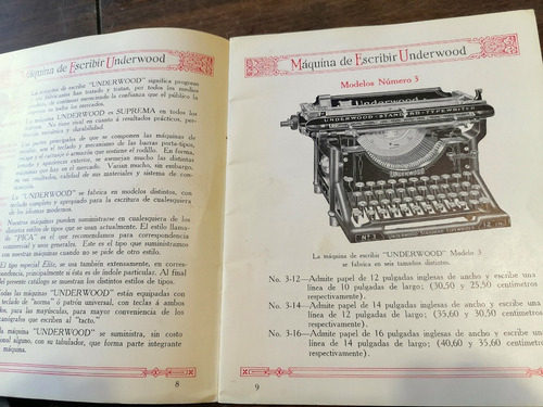 Manual Maquinas De Escribir Underwood 1925 (Usado)