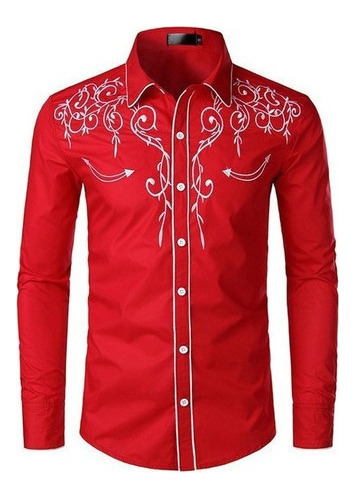 Camisa Vaquera De Estilo Vaquero Para Hombre, Bordada, Delga