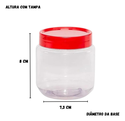Pote Plástico 250ml C/ Tampa Rosca Variadas - 50 Unidades Cor Branco