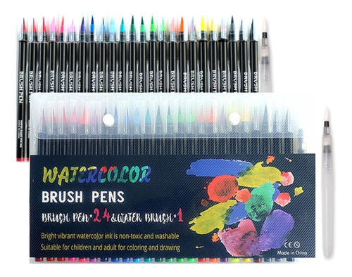 Marcadores Watercolor Brush Pen X 24+ 1pincel De Agua