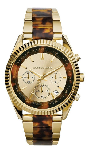 Relógio Michael Kors Mk5963 Orig Chron Anal Gold Tortoise
