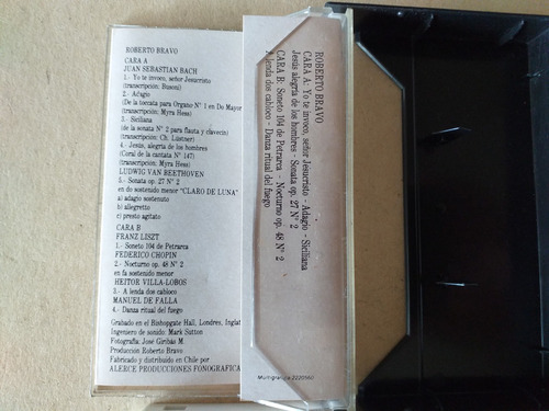 Cassette Roberto Bravo/ Bach - Beethoven - Liszt (Usado)