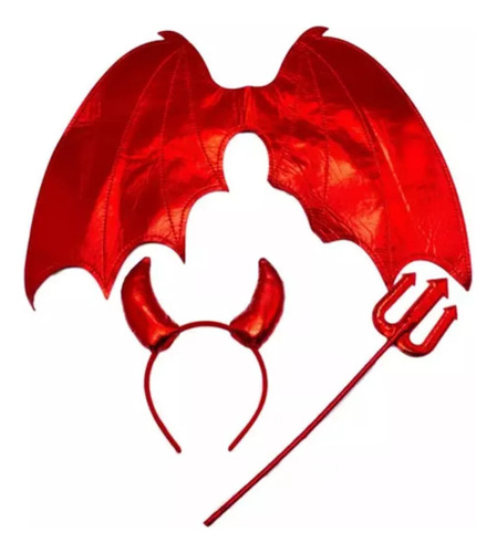 Set Disfraz Diabla Mujer3 Piezas Halloween Diablita Rojo