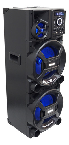 Caixa Som Amplificada Bluetooth 1400w Usb Led 2 Microfone
