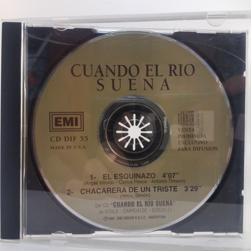 Lito Vitale - Cuando El Rio Suena - Cd Single - Ex 