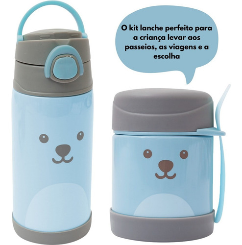 Imagem 9 de 9 de Kit Garrafa Infantil Água +pote Térmico Papinha Passeio Buba