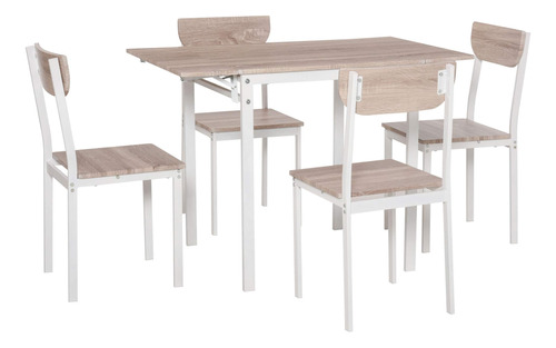 Mesa De Comedor Moderna Extensible Con 5 Piezas Y 4 Sillas