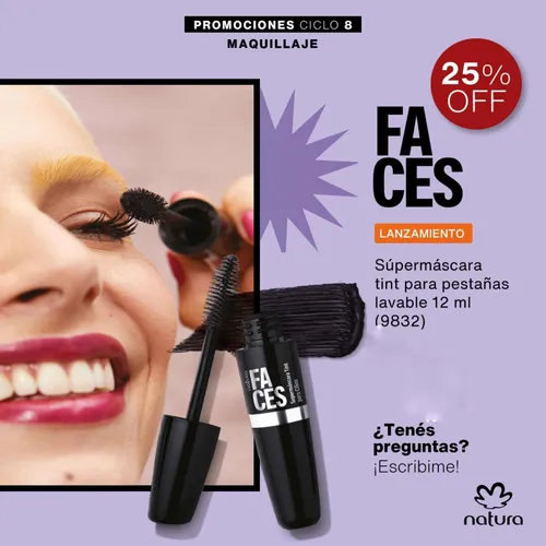Nueva Super Máscara Tint Lavable Para Pestañas Natura Faces