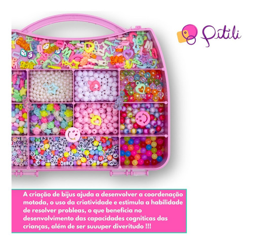 Kit Miçanga Infantil Para Pulseira Com 1.300 Peças Pitili
