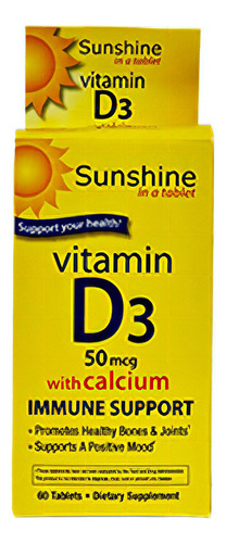 Vitamina D-3 2000iu Sunshine Windmill 60 Tabletas Sabor Sin Sabor
